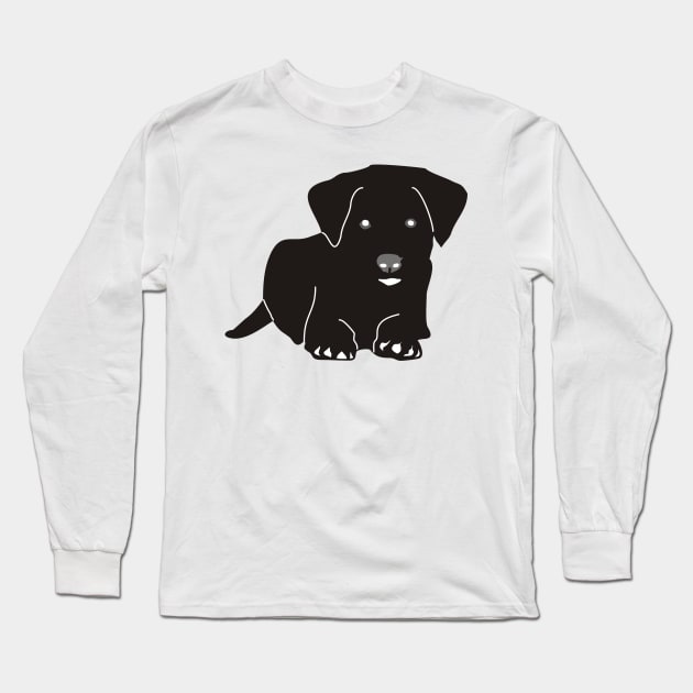 Dog Line Art Drawing Long Sleeve T-Shirt by Alex